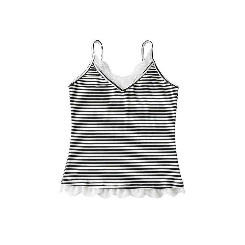 Striped V-Neck Camisole - Spaghetti Strap