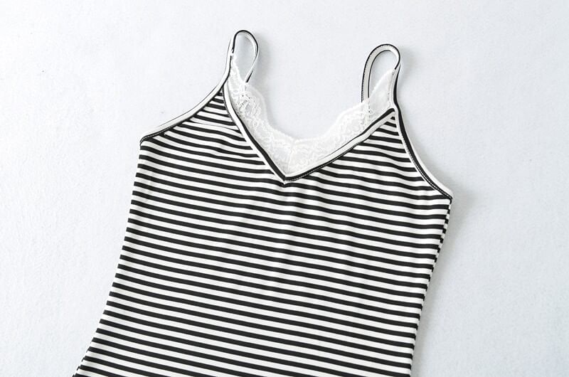 Striped V-Neck Camisole - Spaghetti Strap