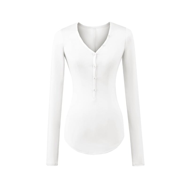 V-Neck Crop Tee - Long Sleeve