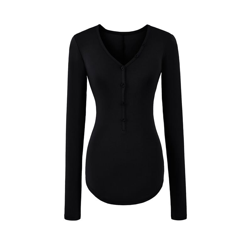 V-Neck Crop Tee - Long Sleeve
