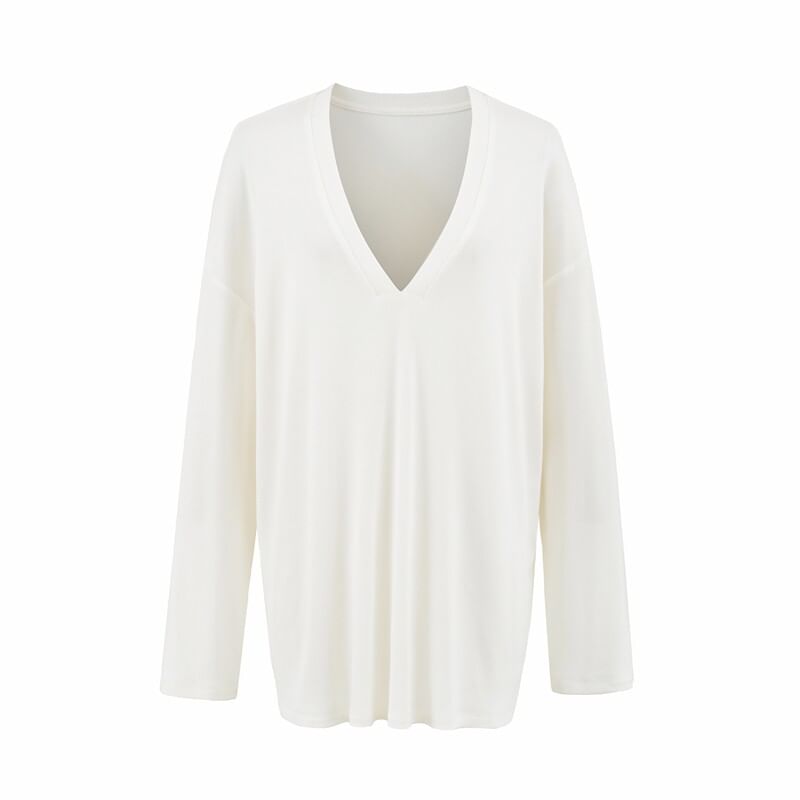Long Sleeve V-Neck Tee - Plain