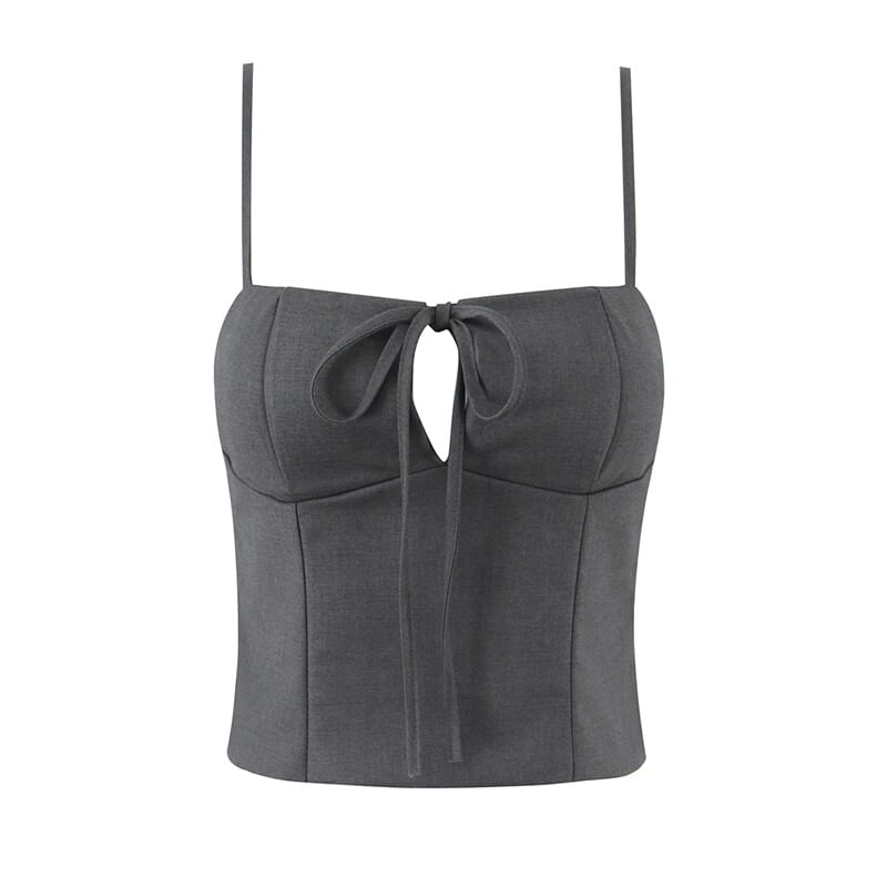 Keyhole Cutout Camisole Top and Ruffle Trim Mini A-Line Skirt Set