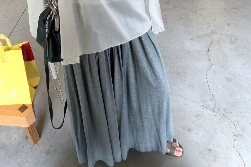 Boat Neck Off-Shoulder Top and Pleated Maxi Skirt Set - Altfashion Shop