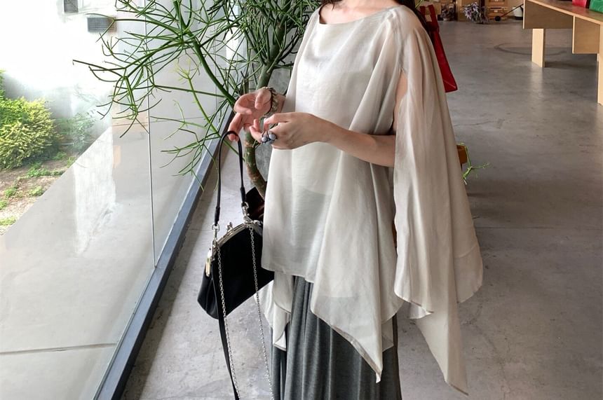 Boat Neck Off-Shoulder Top and Pleated Maxi Skirt Set - Altfashion Shop
