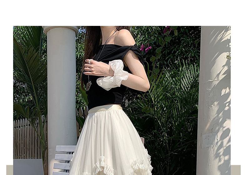 Tiered Maxi A-Line Skirt with Elastic Waist - Altfashion Shop