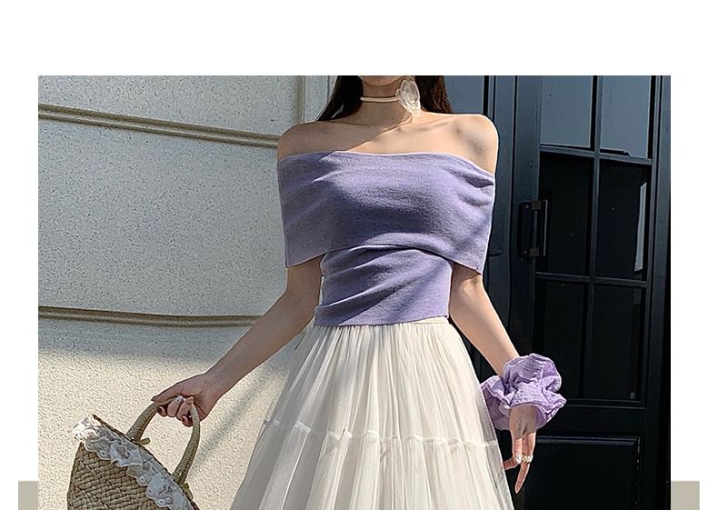Sheer Ruffle Trim Maxi A-Line Skirt with Elastic Waist - Altfashion Shop