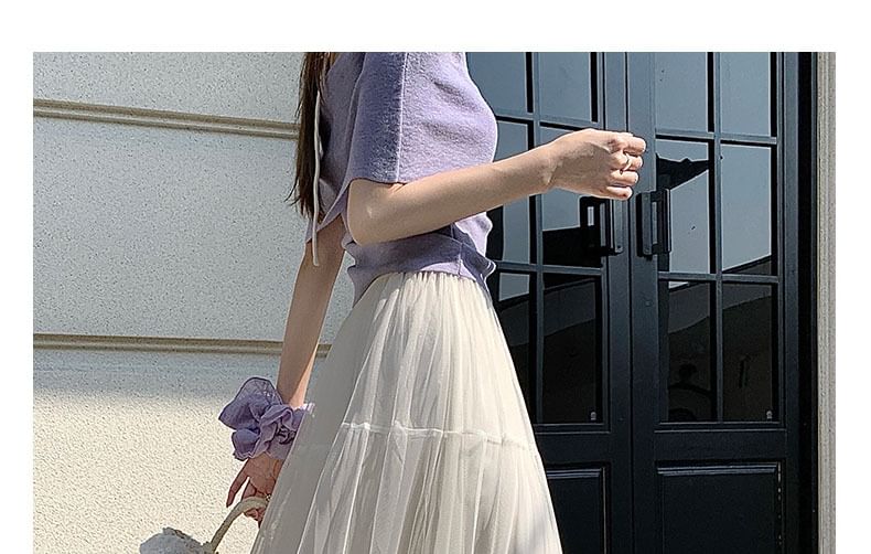 Sheer Ruffle Trim Maxi A-Line Skirt with Elastic Waist - Altfashion Shop