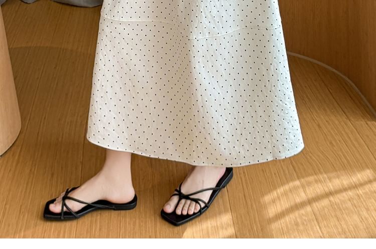 Elastic Waist Dotted Maxi A-Line Skirt - Altfashion Shop