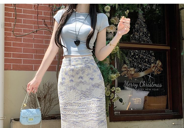 Mermaid Knit Maxi Skirt with Pointelle Pattern - Altfashion Shop