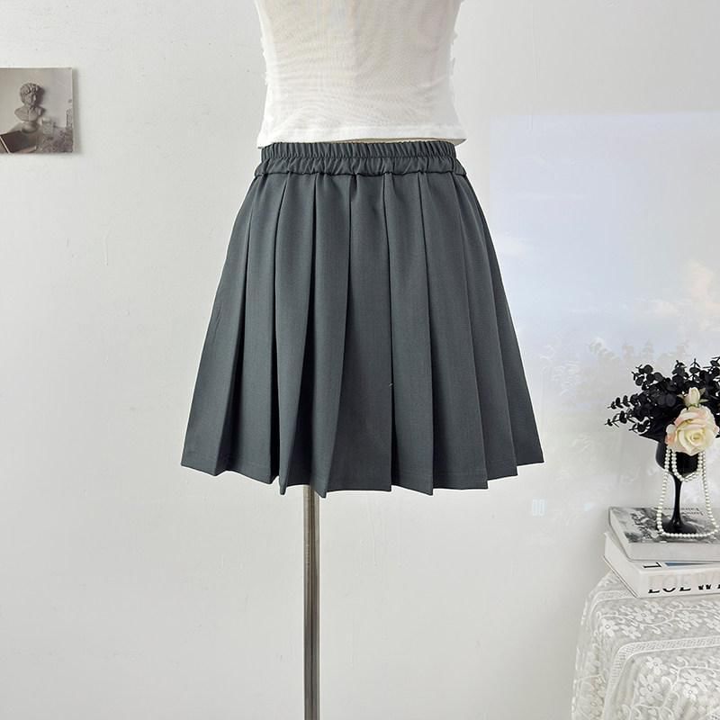 Drawstring Mini Pleated Skirt - Altfashion Shop