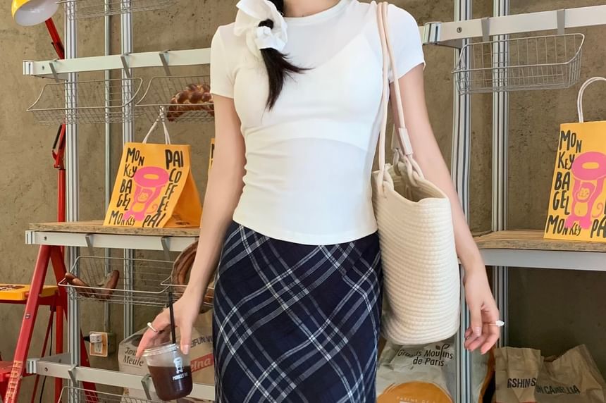 Mid Rise Plaid Maxi A-Line Skirt - Altfashion Shop