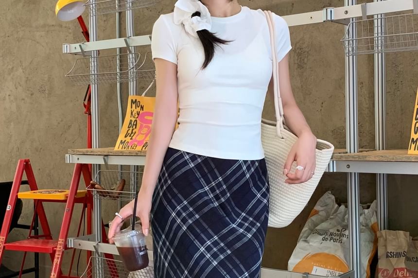 Mid Rise Plaid Maxi A-Line Skirt - Altfashion Shop