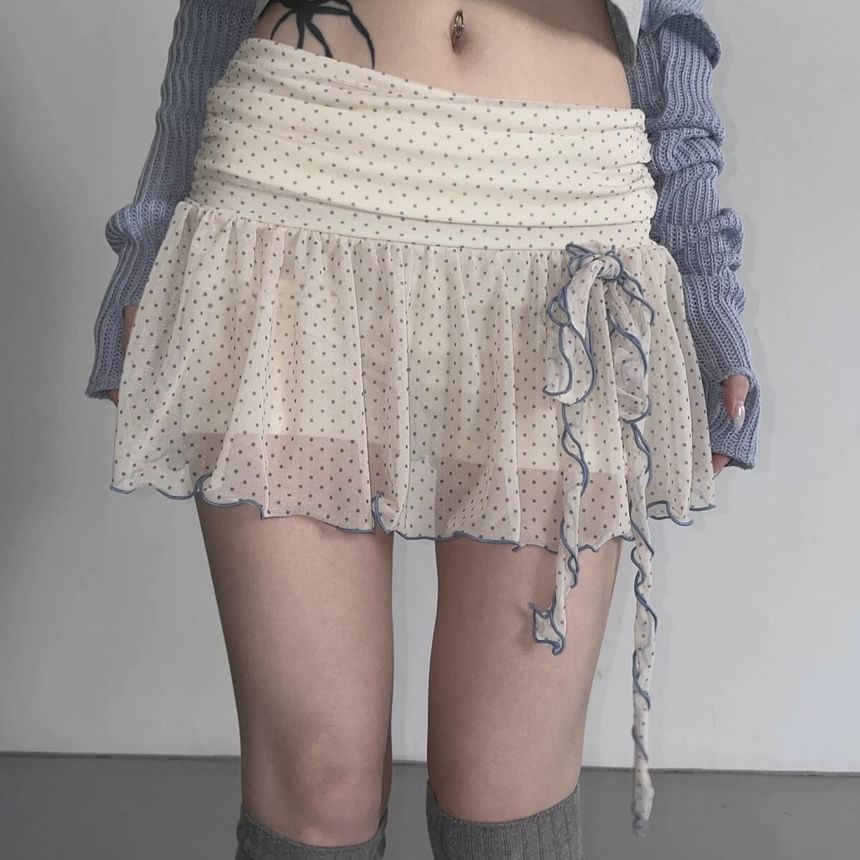 Low Waist Dotted Mini Skirt - Altfashion Shop