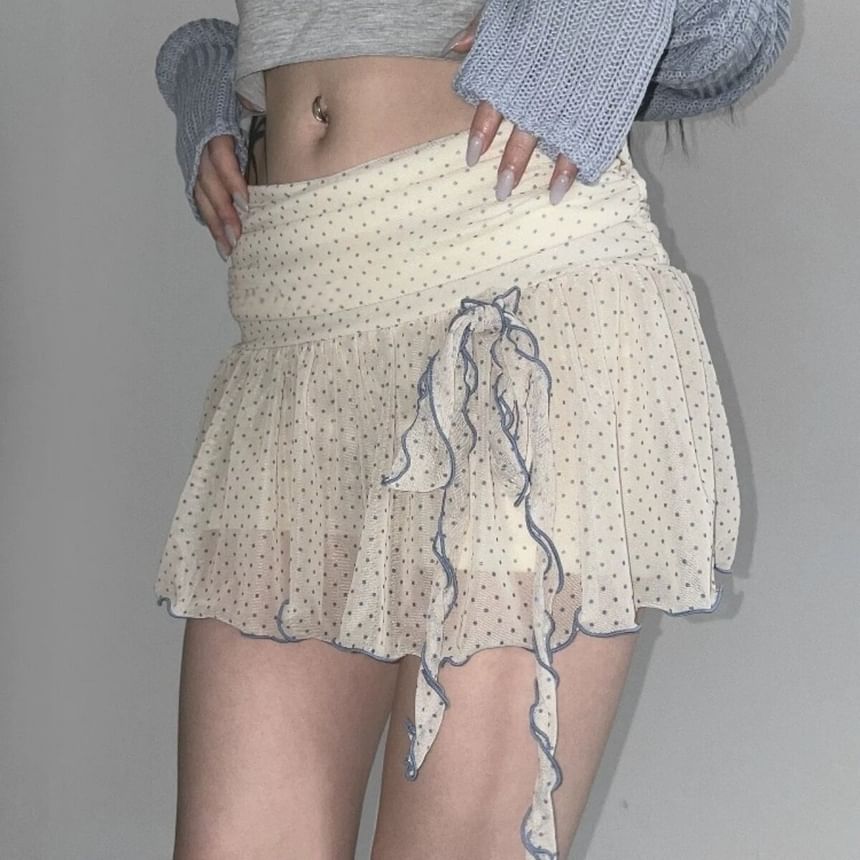 Low Waist Dotted Mini Skirt - Altfashion Shop