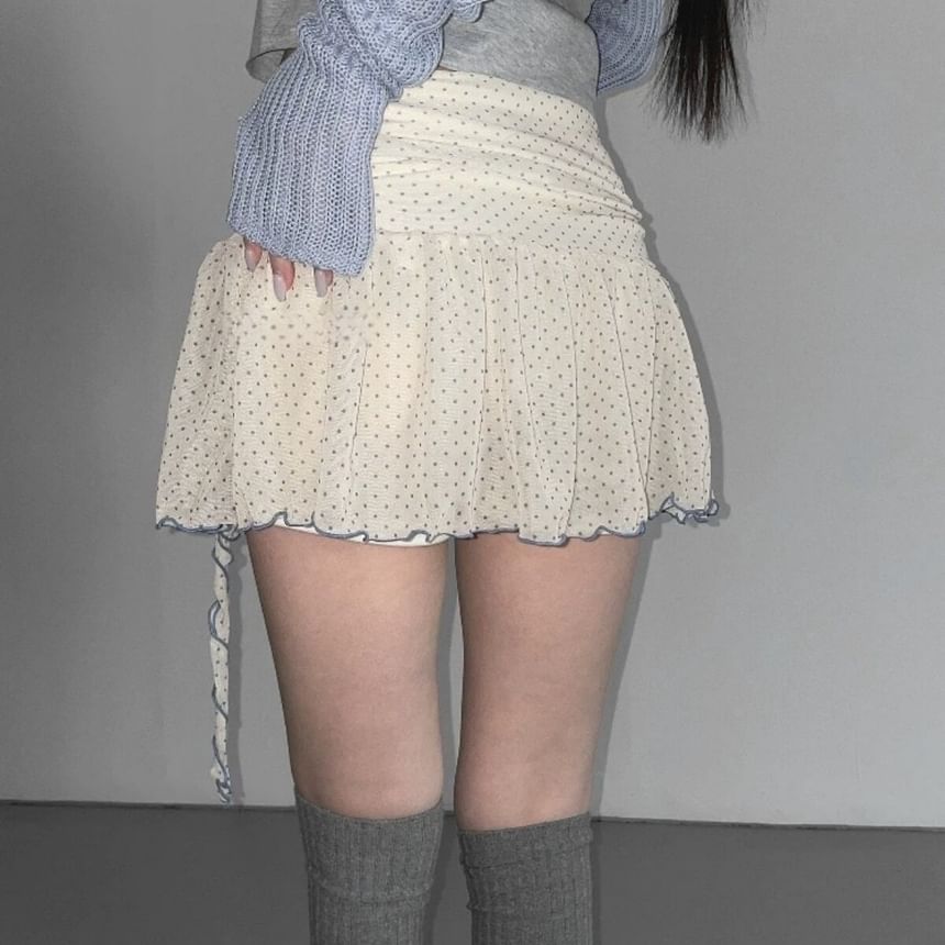Low Waist Dotted Mini Skirt - Altfashion Shop