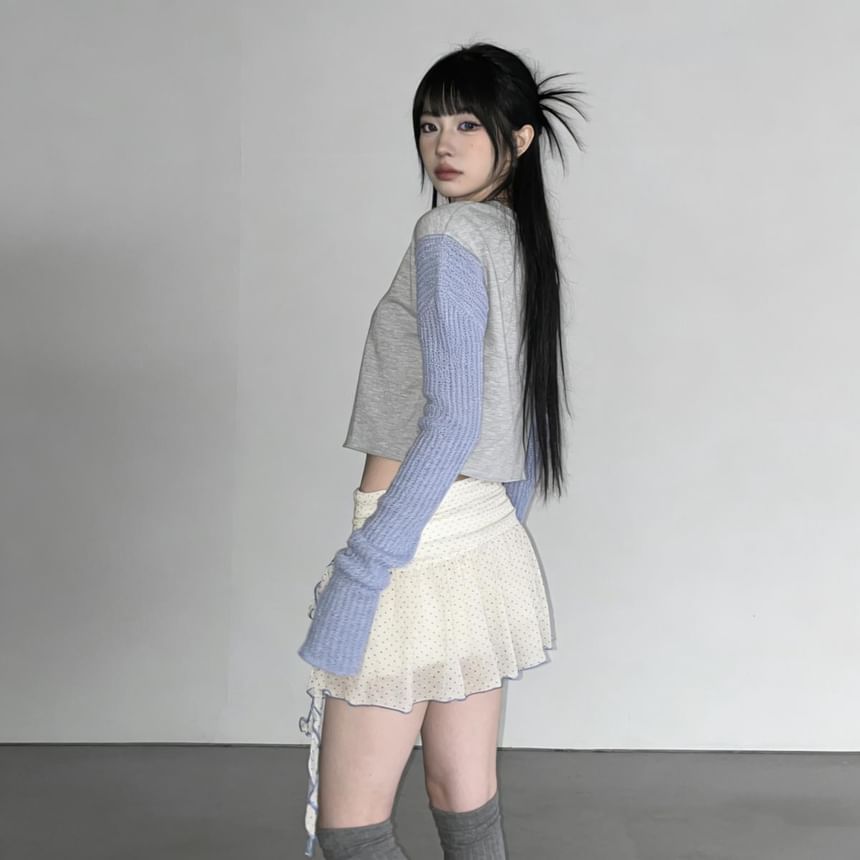 Low Waist Dotted Mini Skirt - Altfashion Shop