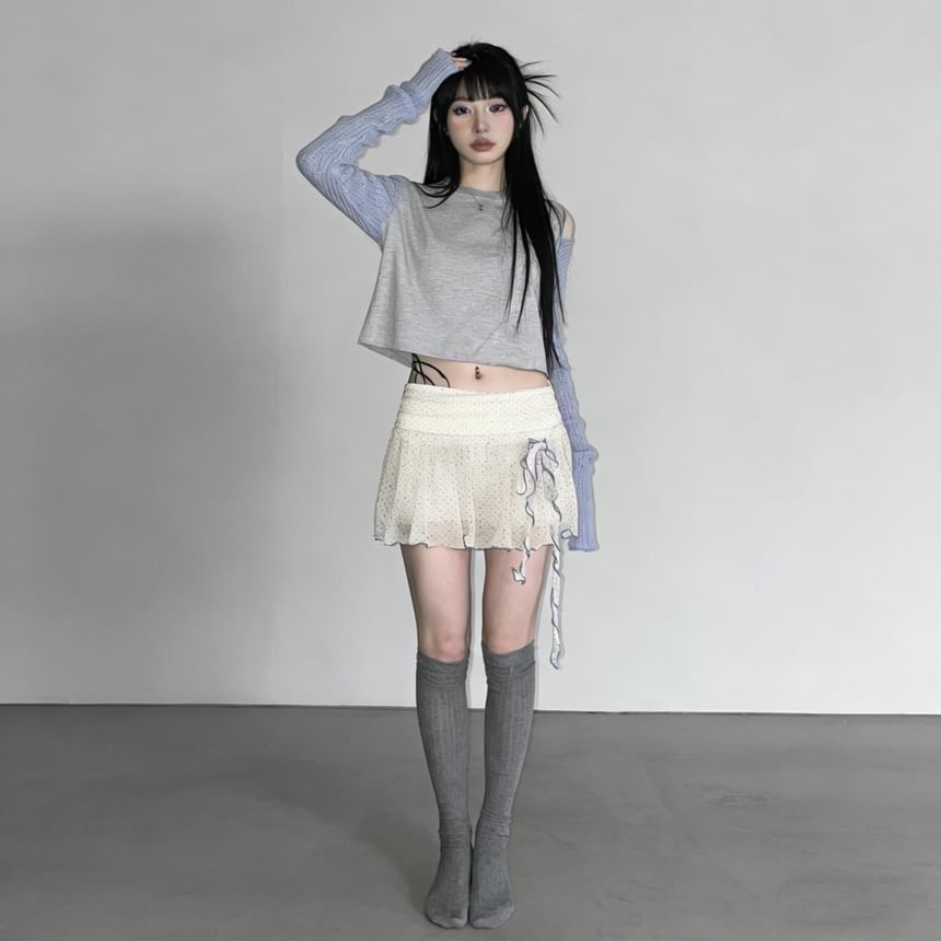 Low Waist Dotted Mini Skirt - Altfashion Shop