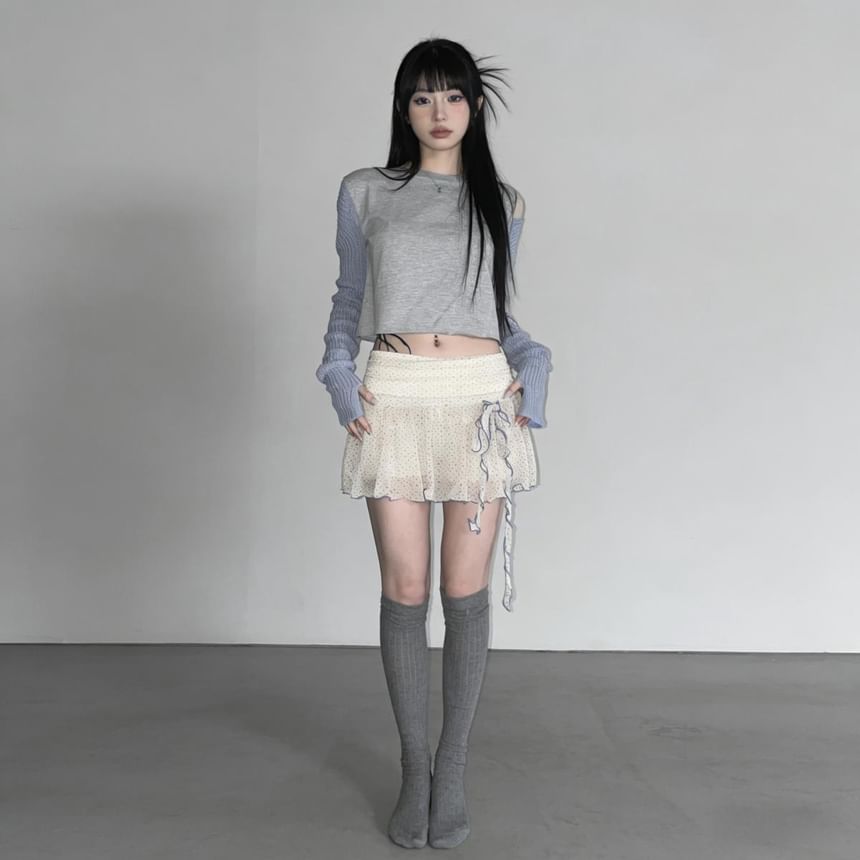 Low Waist Dotted Mini Skirt - Altfashion Shop