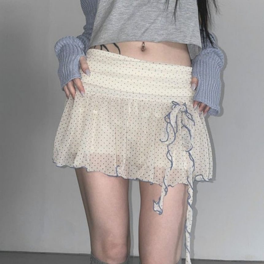 Low Waist Dotted Mini Skirt - Altfashion Shop