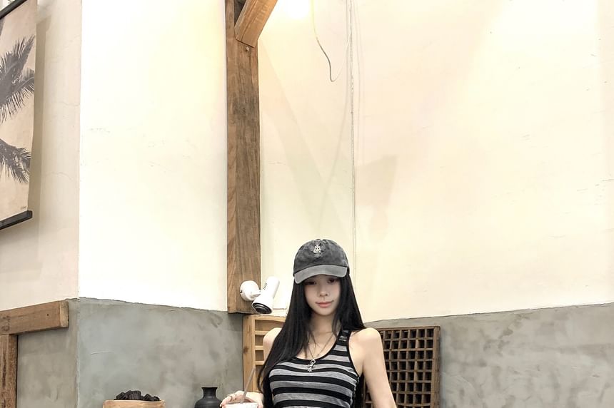 Striped Tank Top and Maxi Skirt Set - Altfashion Shop