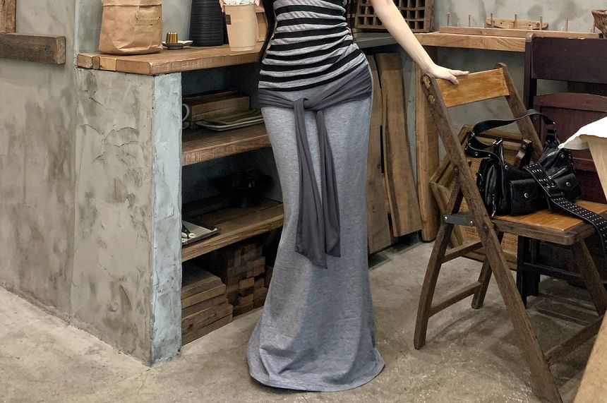 Striped Tank Top and Maxi Skirt Set - Altfashion Shop