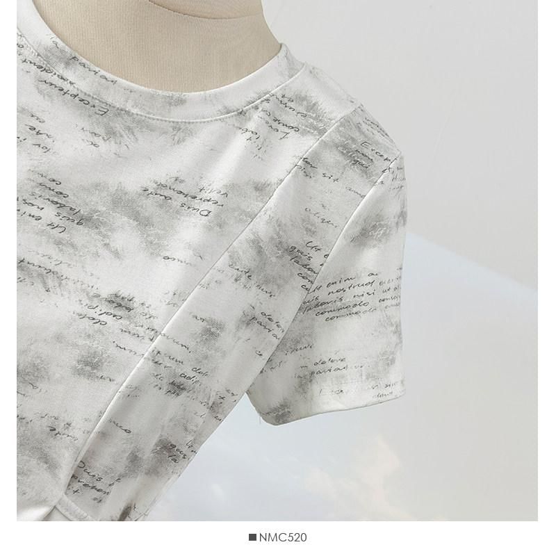 Tie Waist Tie-Dye Round Neck Tee - Short Sleeve