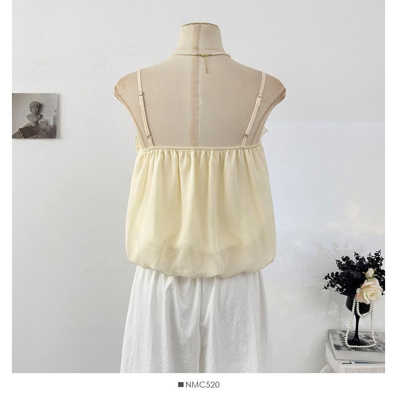 Ruffle Trim Spaghetti Strap Camisole - Plain