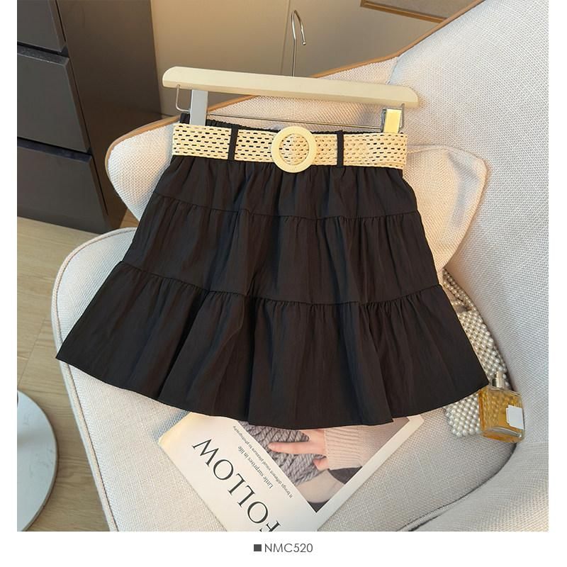 Mid Rise Mini A-Line Skirt with Belt