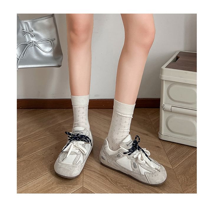Dual Shoelace Faux Leather Sneakers