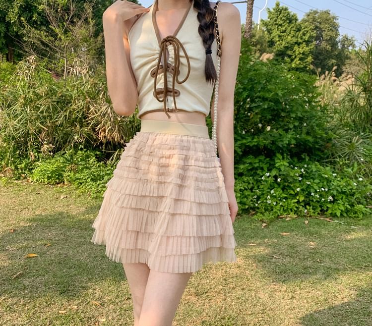 Mid Rise Mini Tiered Skirt - Altfashion Shop