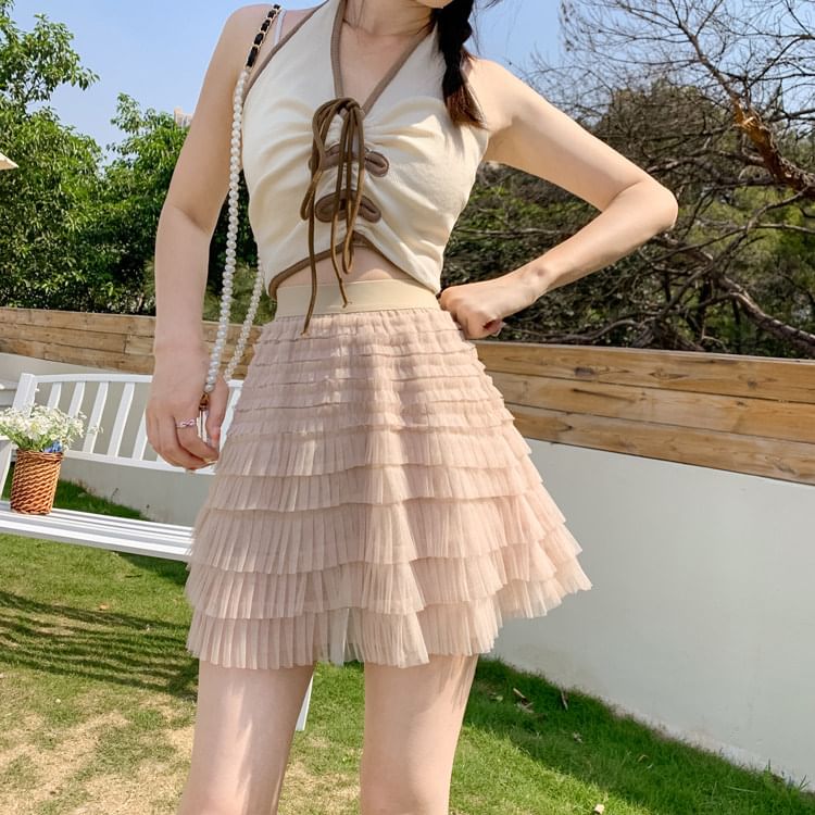 Mid Rise Mini Tiered Skirt - Altfashion Shop