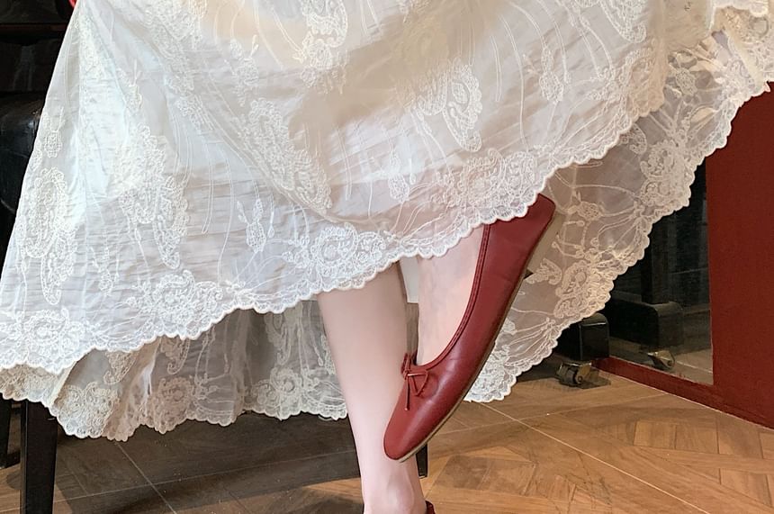 Lace Trim Maxi A-Line Skirt with Mid Rise - Altfashion Shop