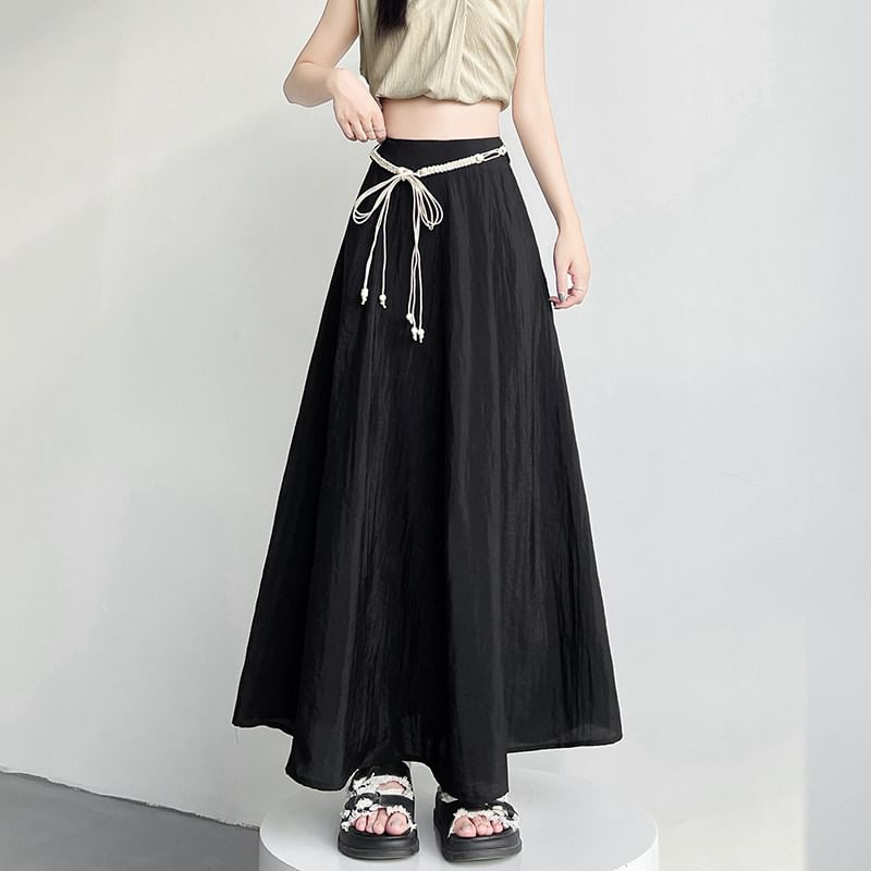 High-Waist Maxi A-Line Skirt - Altfashion Shop
