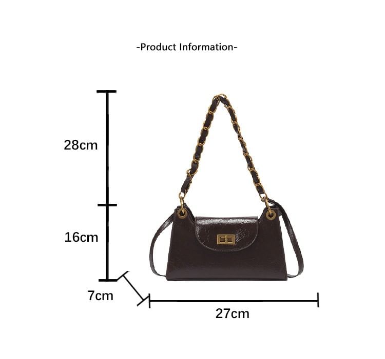 Faux Leather Chained Shoulder Bag