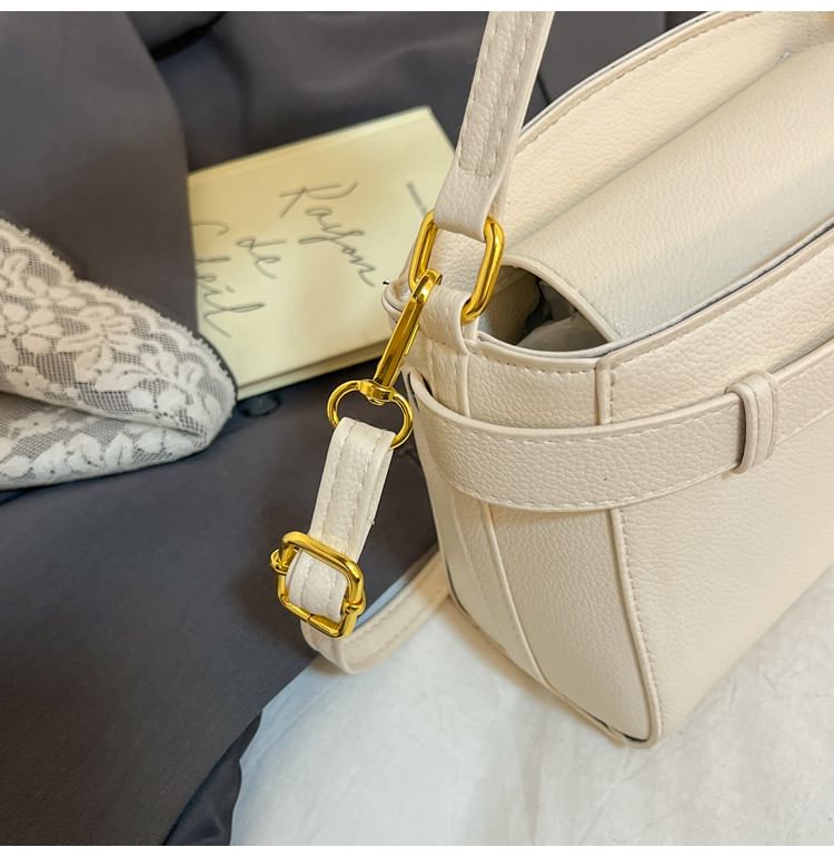 Faux Leather Twist Lock Crossbody Bag