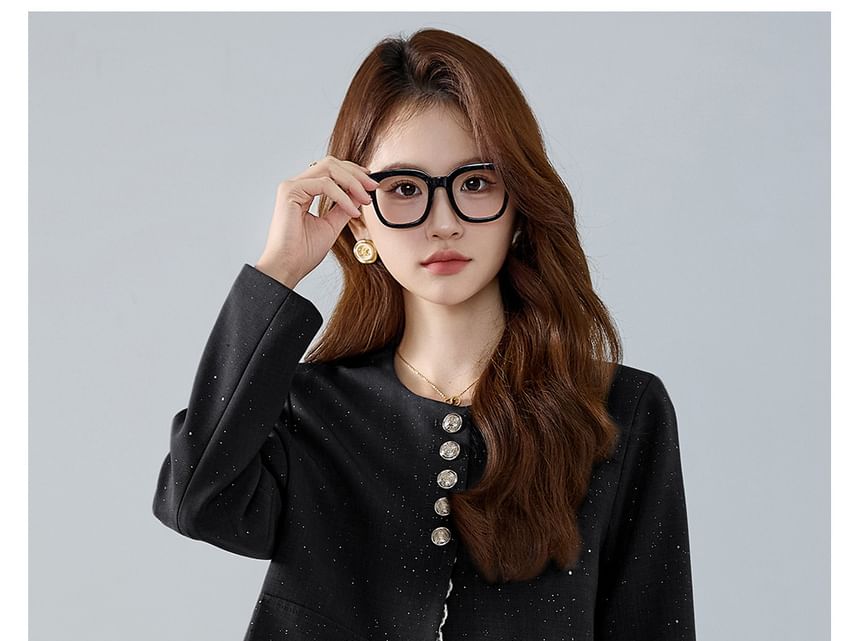 Lace Trim Glitter Button-Up Blazer and Pleated Mini A-Line Skirt Set