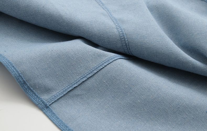 High Waist Denim Midi A-Line Skirt