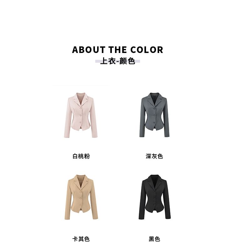 Notch Lapel Lace Up Blazer and High Waist Slit Pencil Skirt Set