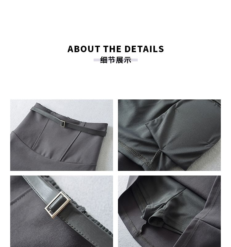 High Waist Pencil Skirt with Hip Enhancer and Belt Set