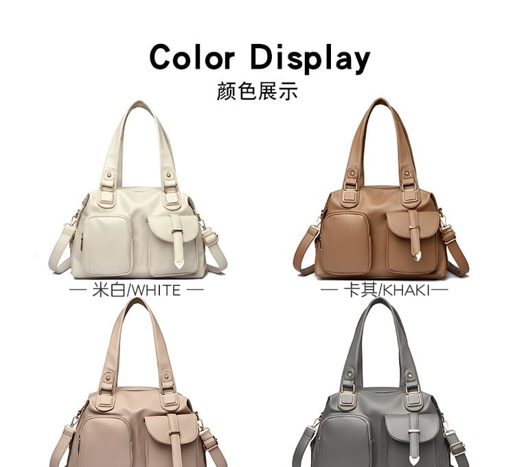 Dual Front Pocket Genuine Leather Shoulder Bag