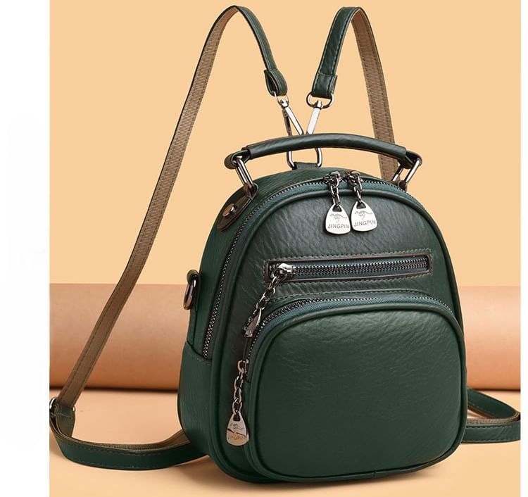 Genuine Leather Convertible Backpack with Shoulder Strap