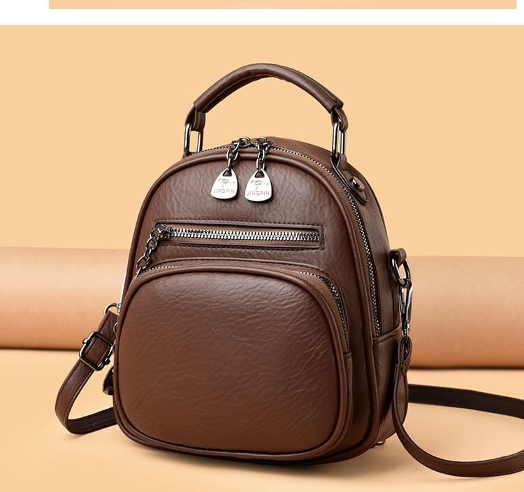 Genuine Leather Convertible Backpack with Shoulder Strap