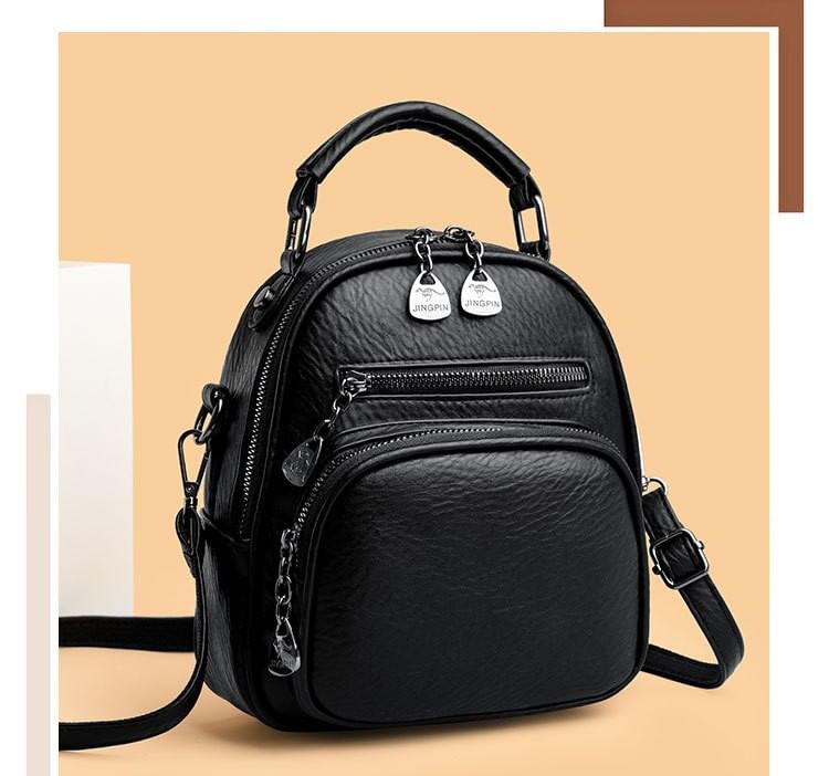 Genuine Leather Convertible Backpack with Shoulder Strap