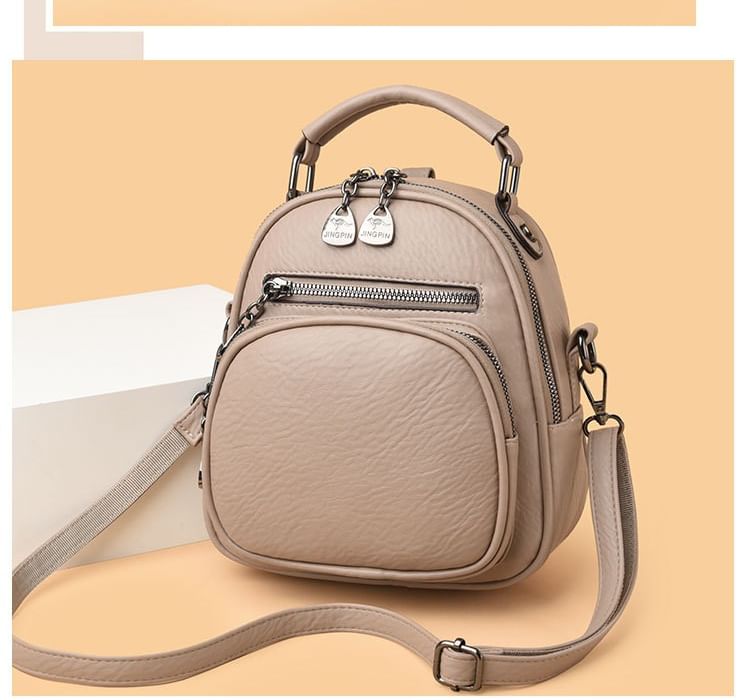 Genuine Leather Convertible Backpack with Shoulder Strap