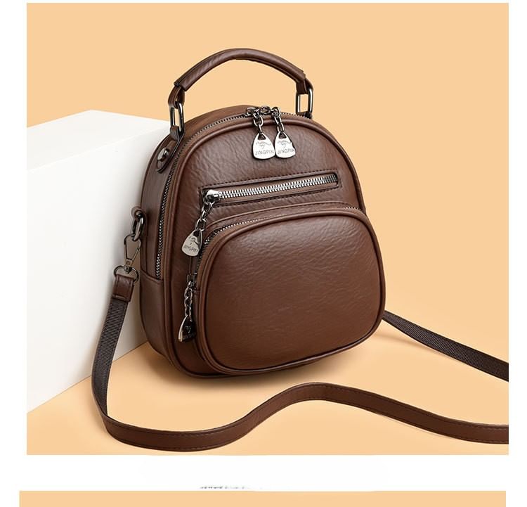 Genuine Leather Convertible Backpack with Shoulder Strap