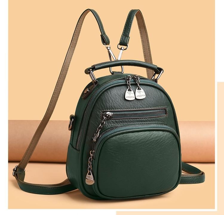 Genuine Leather Convertible Backpack with Shoulder Strap