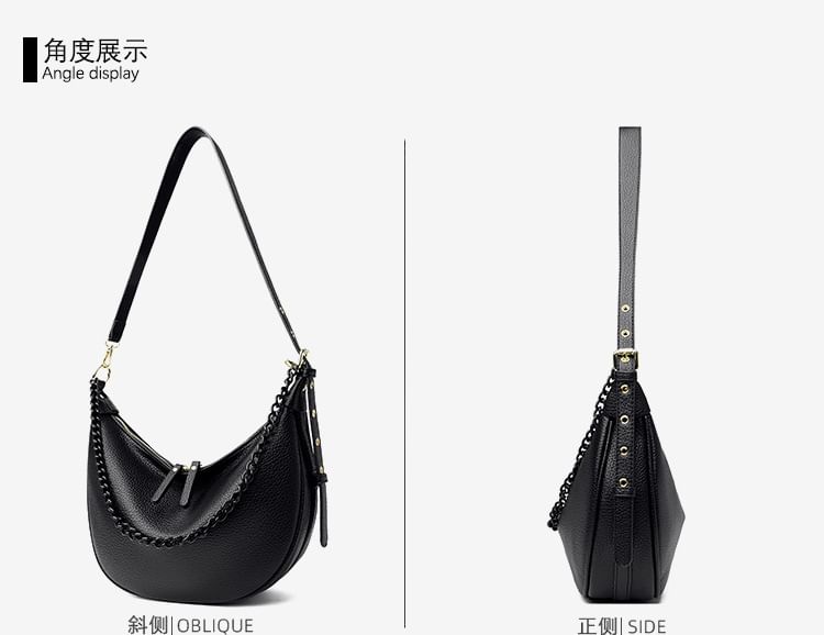 Genuine Leather Hobo Crossbody Bag
