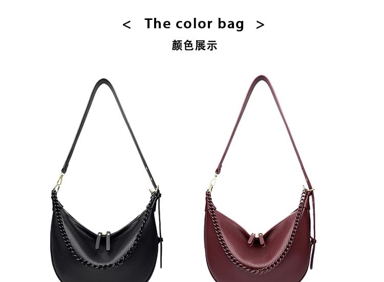 Genuine Leather Hobo Crossbody Bag