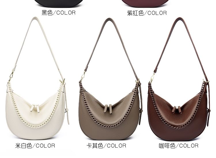 Genuine Leather Hobo Crossbody Bag