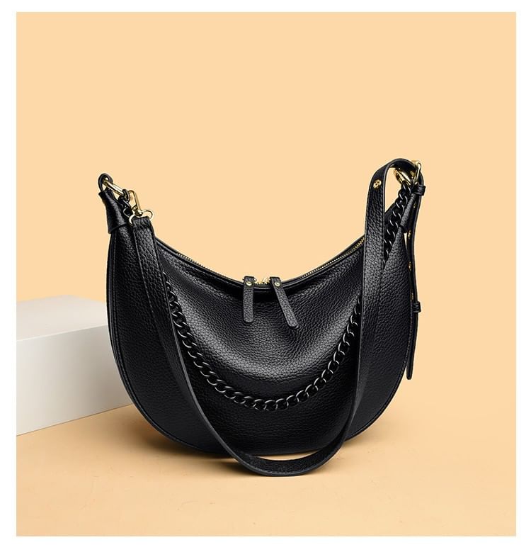 Genuine Leather Hobo Crossbody Bag